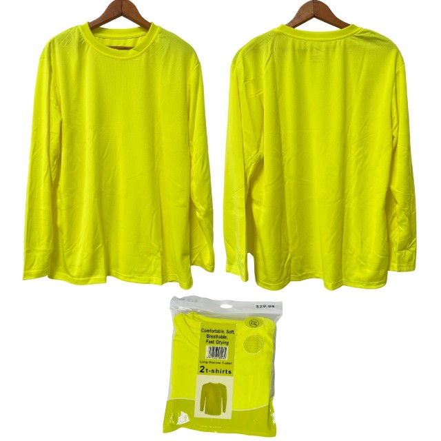2pk High Visibility Long Sleeve Safety Yellow Shirt [XX-Large]