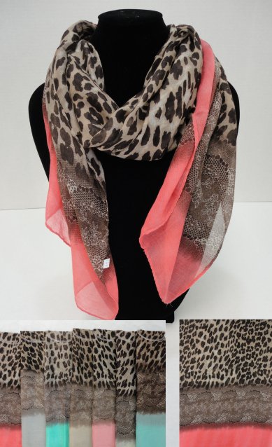 Fashion SCARF [Cheetah Print w Color Block]
