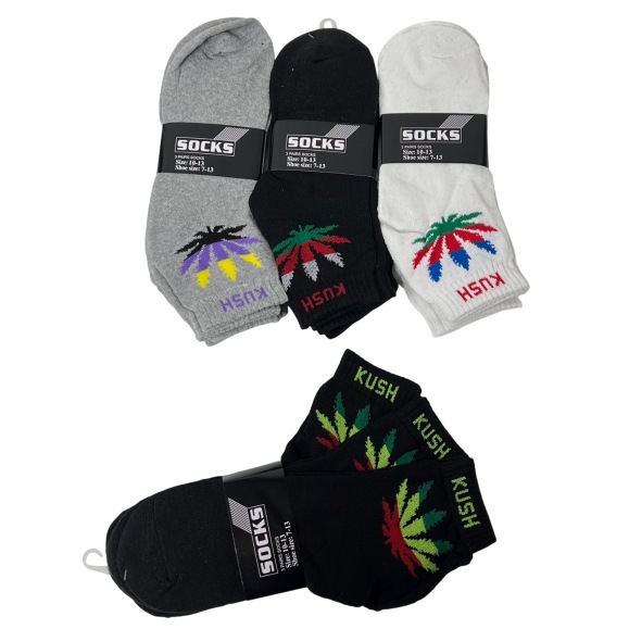 3pr Men's ANKLETs 10-13 [KUSH] BLK/GRY/WHITE