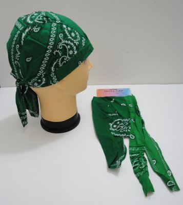 SKULL Cap-Green Paisley