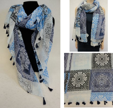 Fashion Scarf with Tassel Fringe [Mediterranean Pattern]