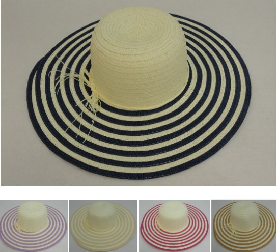 Ladies Woven Summer HAT [5'' Striped Brim]