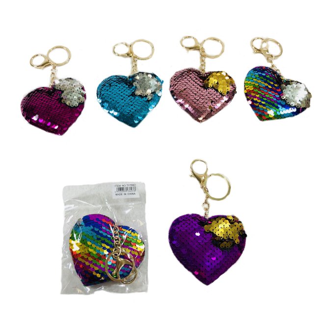 Reversible SEQUIN Key Chain [Heart]