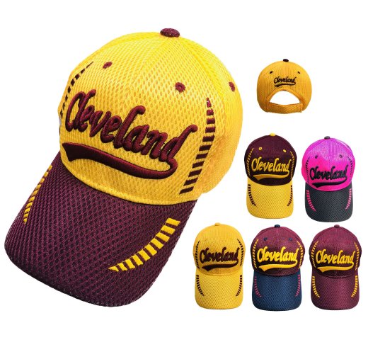 Air Mesh CLEVELAND Hat [Wine/GOLD]