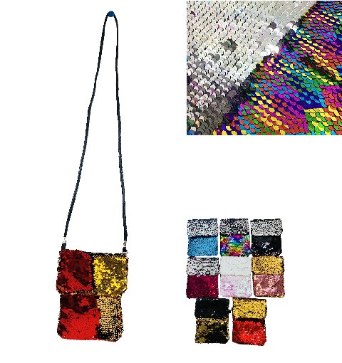 7.5''x5.5'' Reversible Sequin Cross Body EVENING BAG