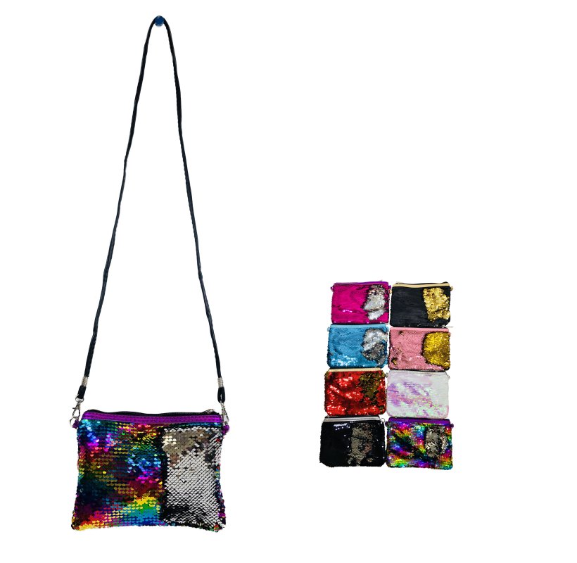 8''x6'' Reversible Sequin Clutch PURSE with Strap