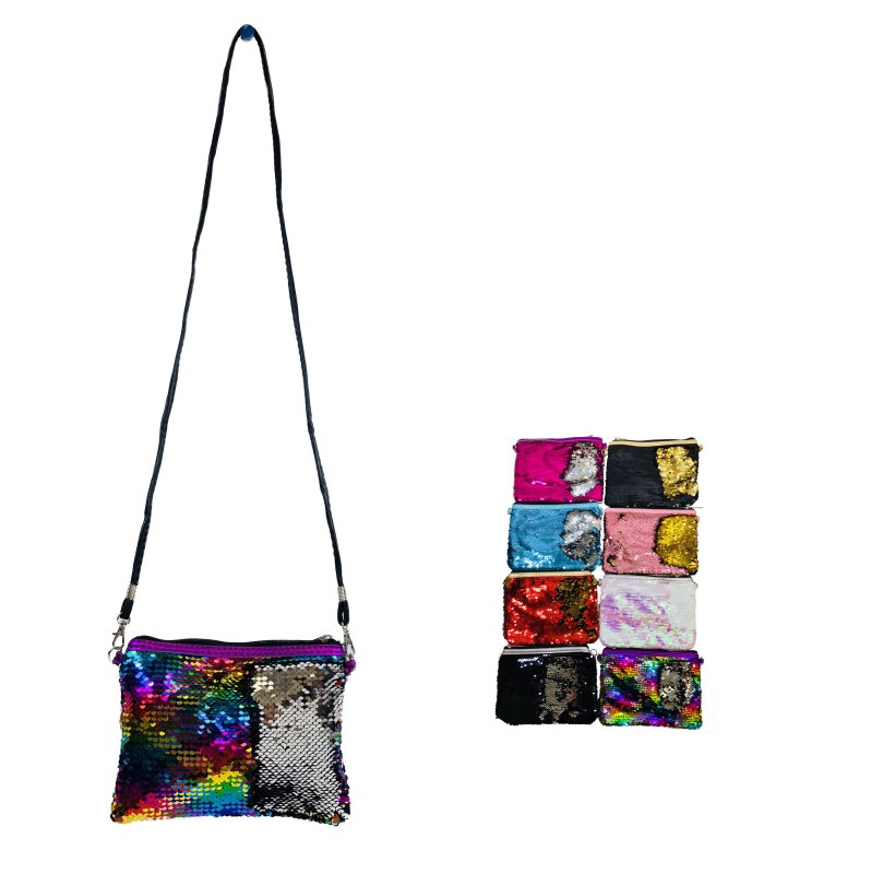 8''x6'' Reversible Sequin CLUTCH Purse with Strap