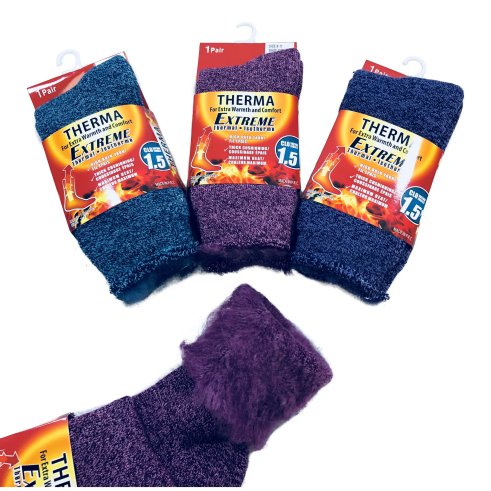 1pr Ladies Thermal Sock 9-11 [Rolled Top]