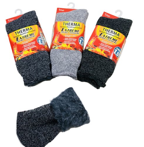 1pr Men's Thermal Crew Socks 10-13  [Rolled Top] *