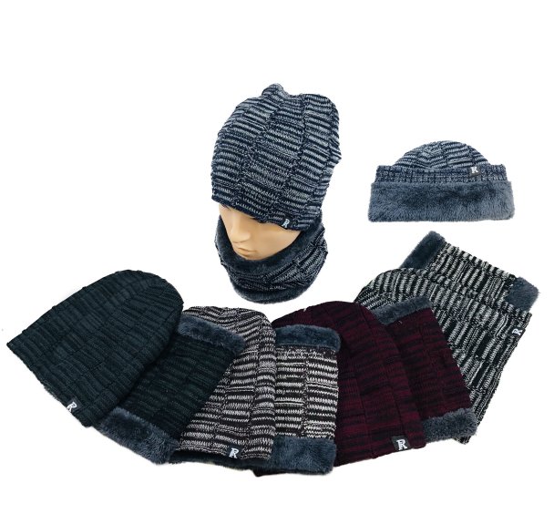 Plush-Lined BEANIE/Neck Warmer Combo [Variegated]