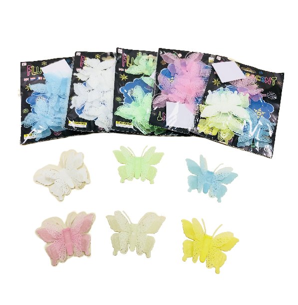 6pc Glow-in-the-Dark Butterfly Wall DECAL