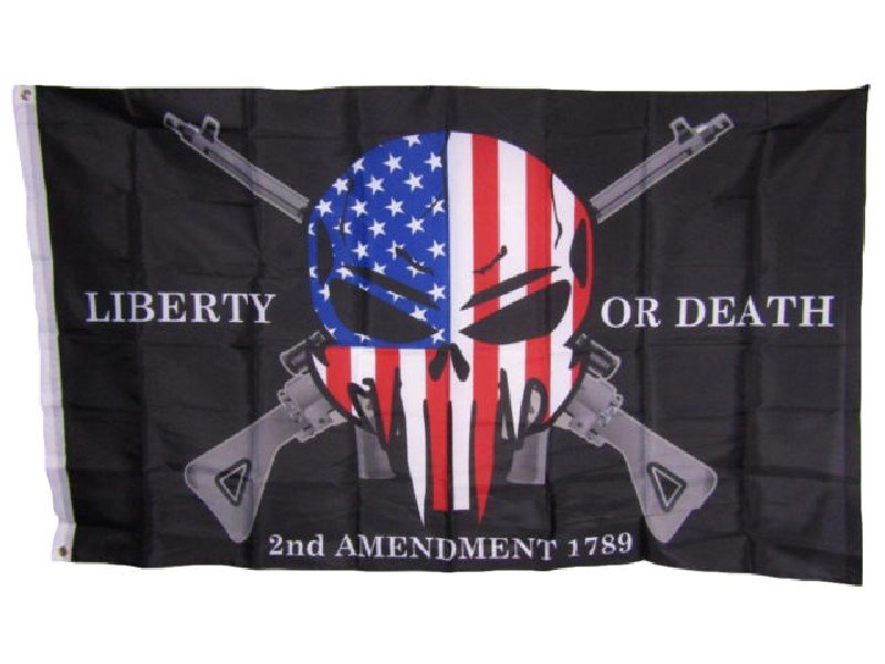 3'x5' Liberty or Death FLAG [Red-White-Blue Skull]