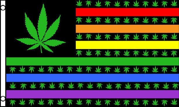 3'x5' RAINBOW Flag with Marijuana