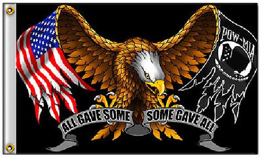 3'x5' EAGLE Flag with Flag/POW Wings