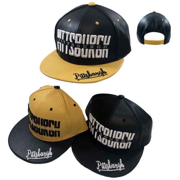 Snap Back Flat Bill PITTSBURGH Hat [PU LEATHER]