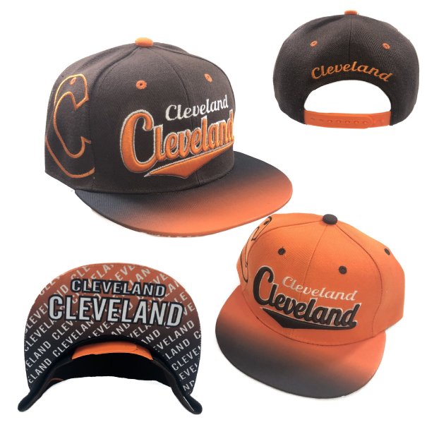 Snap Back Flat Bill/CLEVELAND [Fade TOP/Printed Bottom Bill] B/O