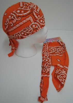 Skull CAP-Orange Paisley