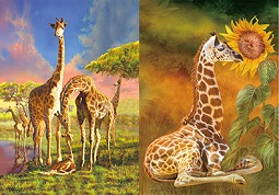 3D Picture 9759--GIRAFFE Family/Baby GIRAFFE