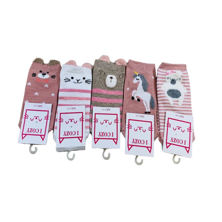 1pr Ladies/Teens Thin Casual No Show SOCKS 7-11 [Cute Animals]