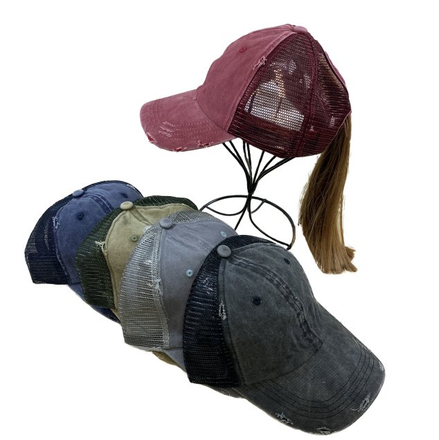 DENIM Washed Mesh Pony Tail Hat