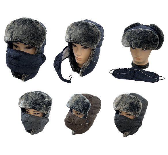 Aviator HAT with Fur Trim and Detachable Mask [3-in-1]