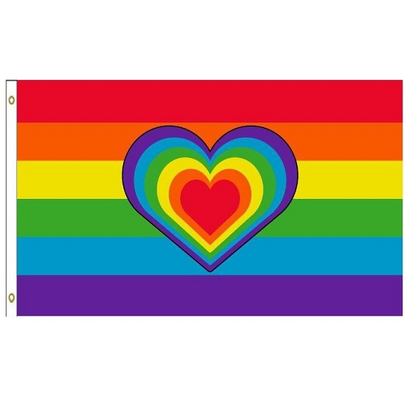 3'x5' RAINBOW Flag with RAINBOW Heart