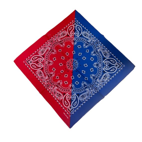 Bandana-Royal Blue/Red Diagonal Split