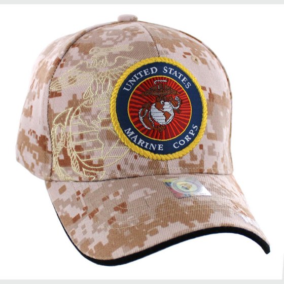 LICENSED Camo US Marine Corps Seal Hat [Globe&Anchor Shadow]