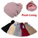 Ladies Plush-Lined Knit Slouch HAT with PomPom