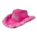 Ladies Felt Cowboy Hat with TIARA and Feather Edge-PINK ONLY