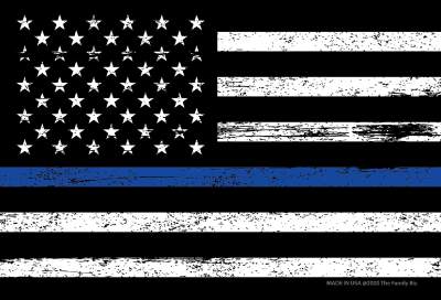 Back The Blue - Thin Blue Line Rectangle STICKER Distressed 4 X 6