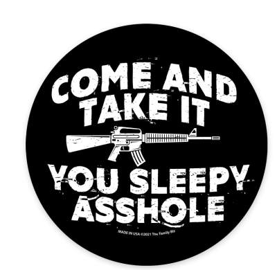Magnet Oval Come ANd Take It You Sleepy Asshole