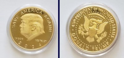 Trump Coin GOLD Plate Collectible Save America