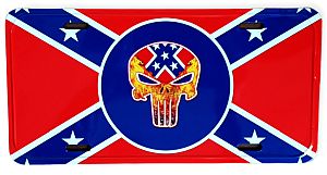 License Plate - Confederate Flag With SKULL
