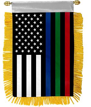 FLAG - Mini Banner - First Responders - Blue, Green, Red Line