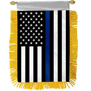 FLAG - Mini Banner - Thin Blue Line - Back The Blue