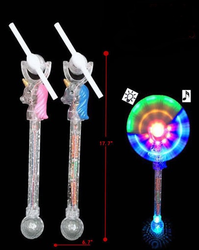 LIGHT UP 18'' Unicorn Windmill TOY LIGHT & Sound