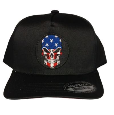 HAT - RED, White & Blue Punisher Black with Pink Snapback