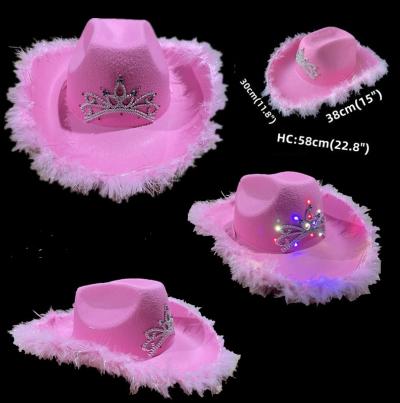 Light up Cowgirl HAT with Crown Pink Only