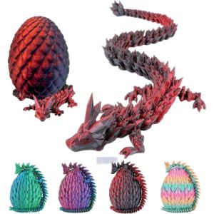 3D Printed Articulated 12'' Crystal DRAGON in Egg Assorted