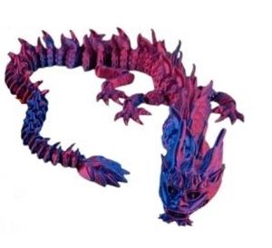 3D Printed Articulated 19'' Chinese DRAGON Toy Novelty Purple Blue