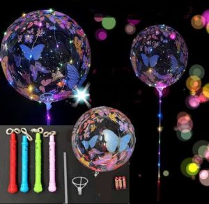 Round Butterfly Print LED BALLOON
