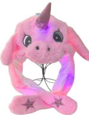 Moving Ears Light Up Hat UNICORN Pink