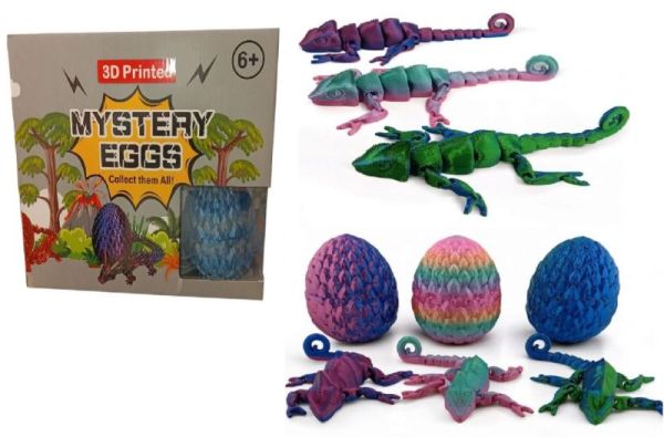 3D Printed Articulated 8'' Iguana In Egg TOY Novelty Assorted