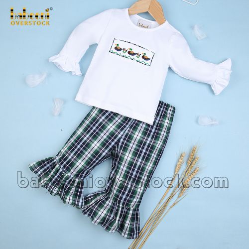 Cute ducks and cattails smocked girl clothing