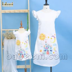 Jacquard mommy dress with printed patterns