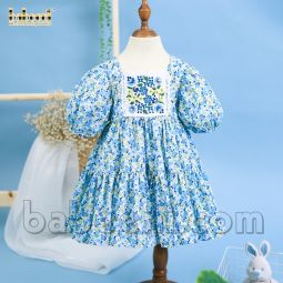 Fashionable Floral embroidered girl dress