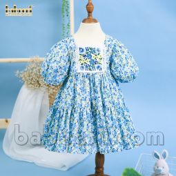 Fashionable Floral embroidered girl DRESS