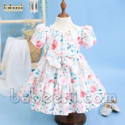 Floral jacquard baby DRESS with bow attached