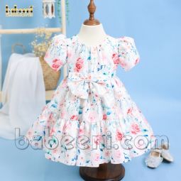 Floral jacquard BABY dress with bow attached